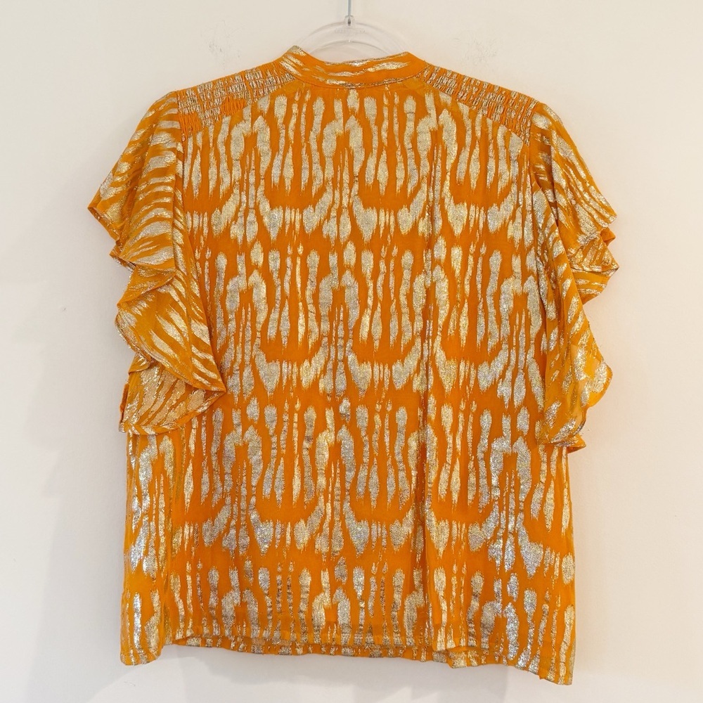 Ciebon Flutter Sleeve Gold Embellished Blouse - Picture 2 of 5